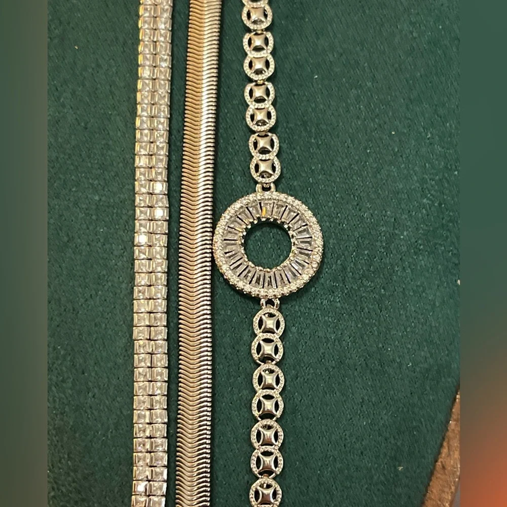 Silver AAA CZ Bracelet Stack Set - Textured Layers - Picture 4 of 4